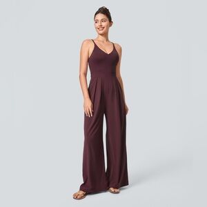 HALARA Breezeful Backless Wide Leg Quick Dry Resort Slip Jumpsuit Amaranth Women